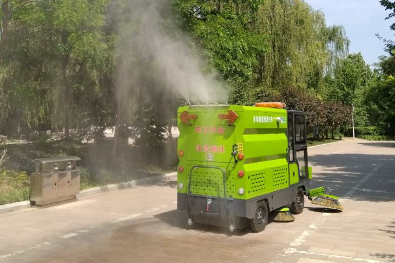 Customized New Electric Multipurpose compact sprinkler truck with high-pressure water gun ride-on street road sweeper