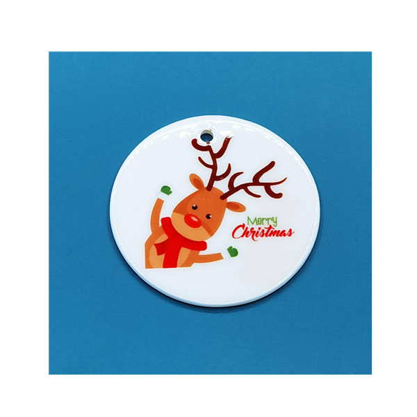 Wholesale 3 inch Round Circle Sublimation Blank Ceramic Ornaments Flat Christmas Ornament porcelain ornament blanks