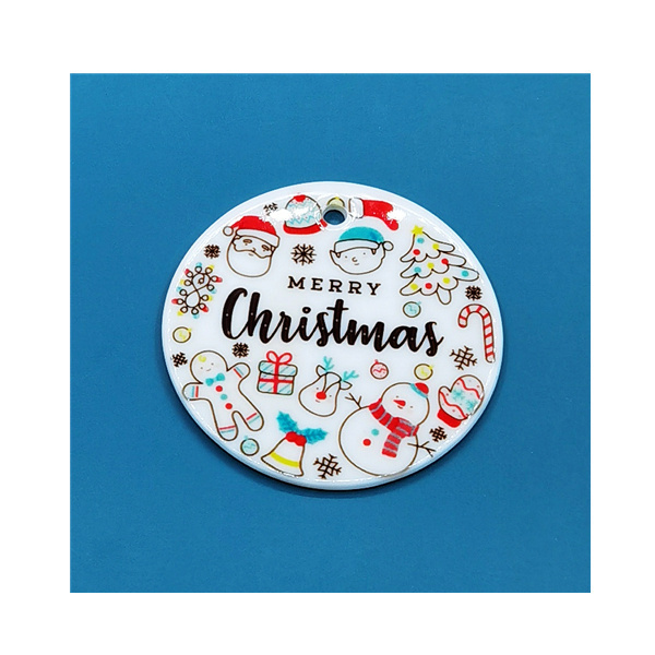 Wholesale 3 inch Round Circle Sublimation Blank Ceramic Ornaments Flat Christmas Ornament porcelain ornament blanks