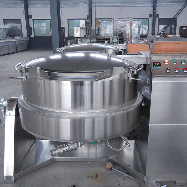 High Efficiency Easy Operation Tilting cooking and boiling pot with mixer and lid