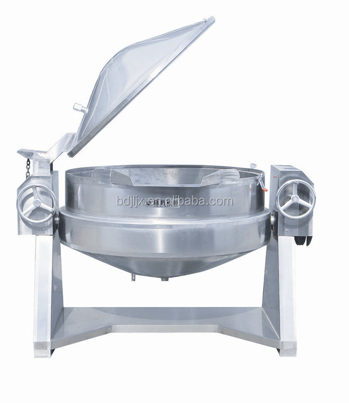 High Efficiency Easy Operation Tilting cooking and boiling pot with mixer and lid