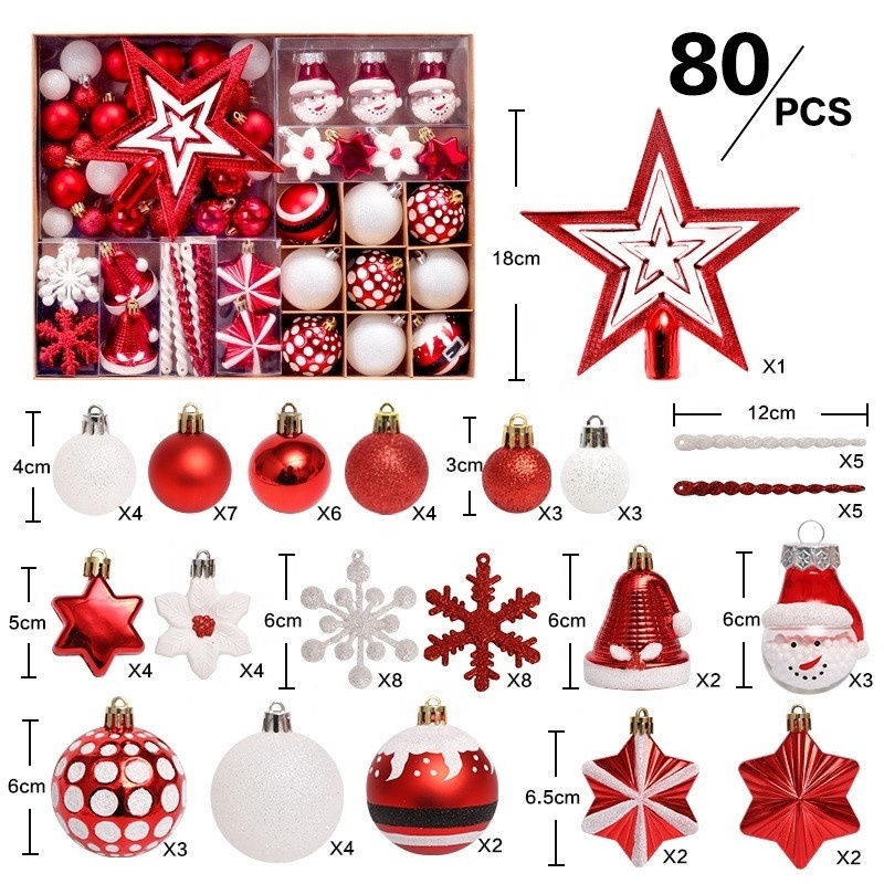 Painted Glitter Festive Wedding Hanging Ornaments Christmas Tree Decoration White&Red Christmas Ball Ornaments