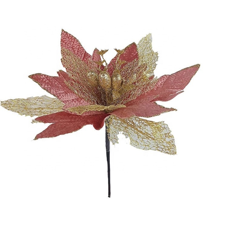 Large Christmas Decoration Flower Poinsettia Flower Artificial Christmas Flower For Shop