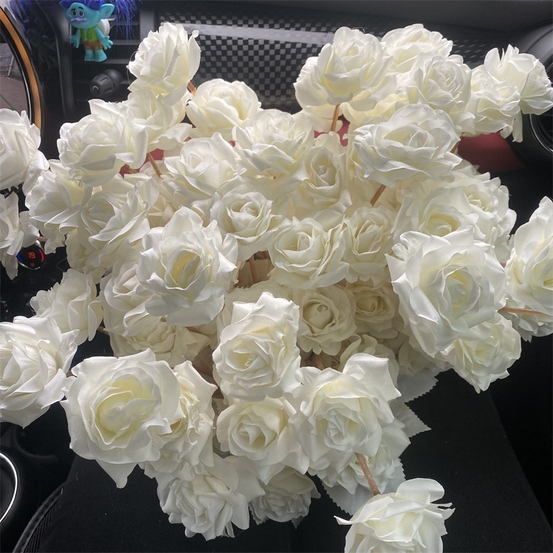 Silk Flower Roses White Wedding Bundle Rose 5 Heads Roses Artificial Flower For Decoration