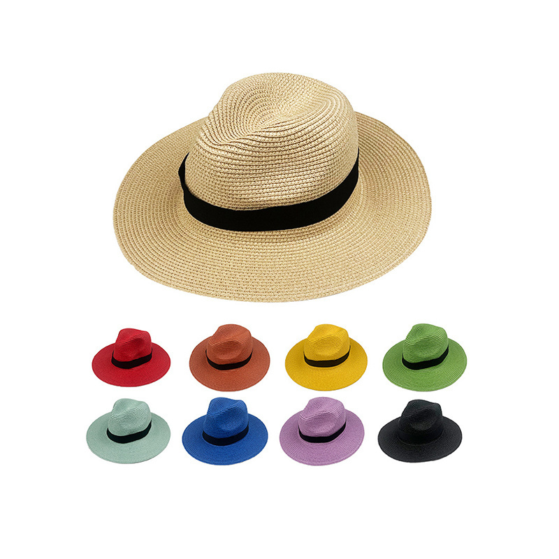 Wholesale summer foldable wide mens brim sun beach hat outdoor breathable panama hat women straw hats