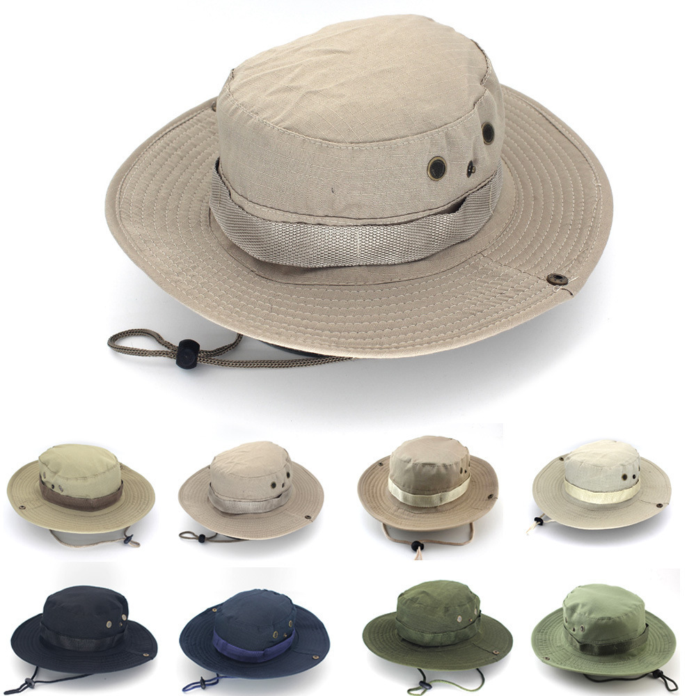 Outdoor climbing fishing bucket hat Fisherman Leisure jungle round brimmed polyester bucket hats