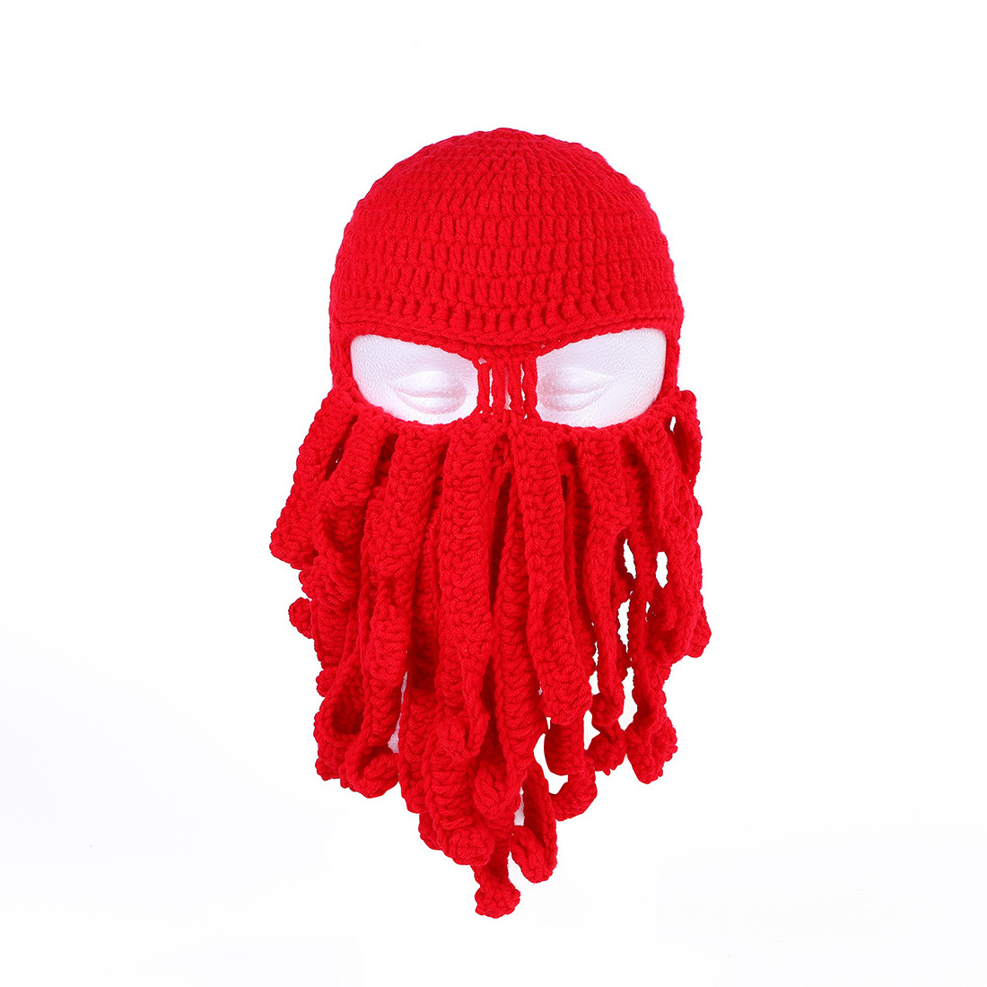 Handmade funny Squid Hat Hand Knitted Octopus Hat Face Kinney Ski Cap octopus beard hat