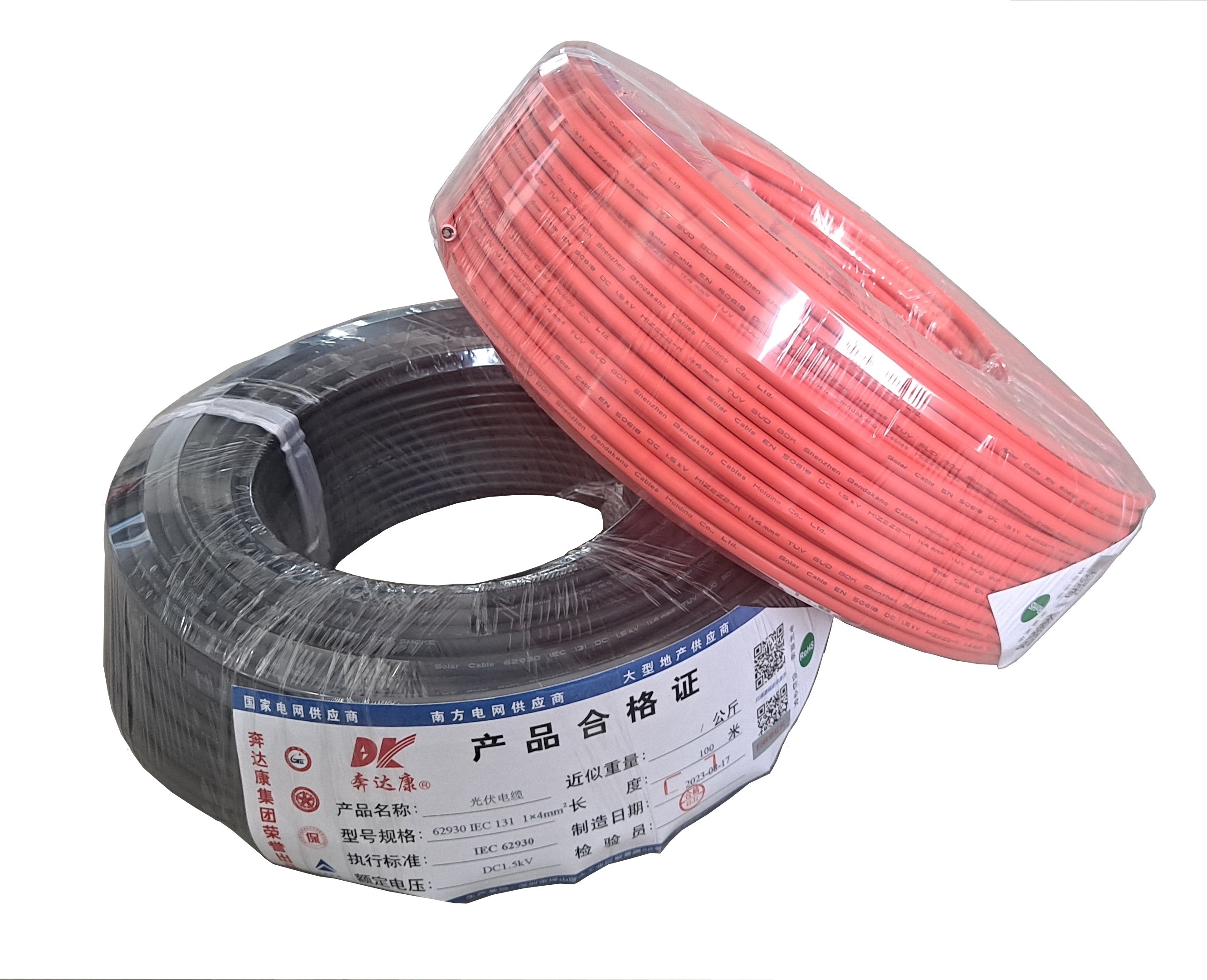 Photovoltaic Cable 14/12/10 AWG 2.5mm2 4mm2 6mm2 Solar Power Cable Wire/Cable for PV Panels Connection Red Black XLPE jacket