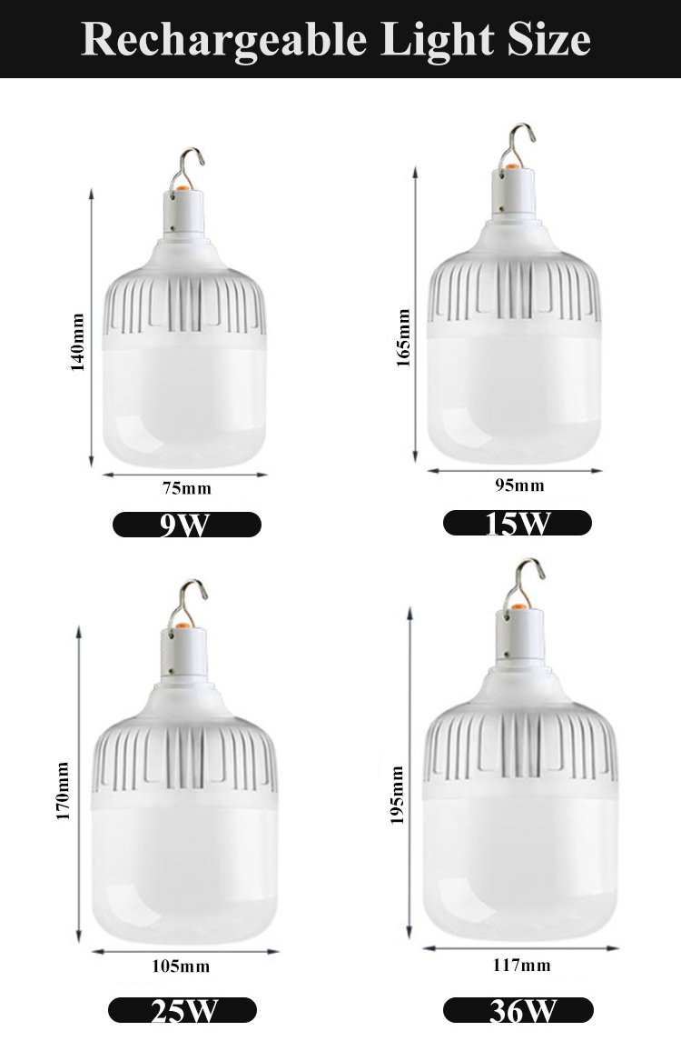 T Bulb 9 12 15 watts portable PP light USB easy storage auto chargeable bulbs rechargeable led emergency bulb