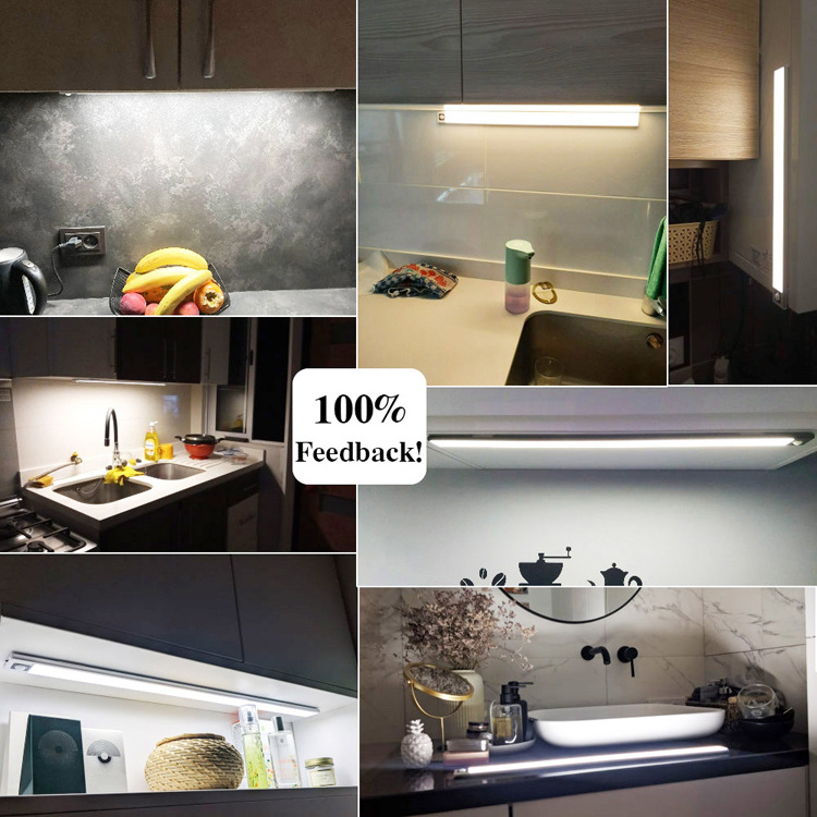 aluminim mirror led lights kitchen rechargeable with battery 20cm 40cm 60cm usb magnetic sensor cabinet lamp under closet light