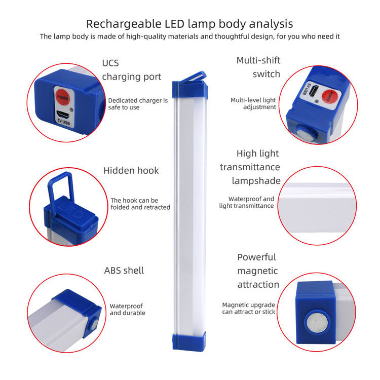 Outdoor camping light tube Usb Rechargeable Led Tube Light t5 emergency light lampara de emergencia recargable bombilla