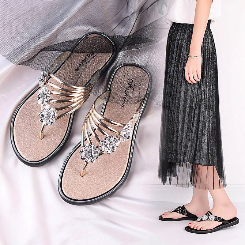 Women's slippers summer sandals flat bottom clip feet female shoes light casual flip-flops