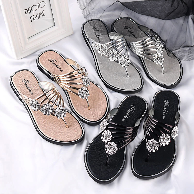 Women's slippers summer sandals flat bottom clip feet female shoes light casual flip-flops