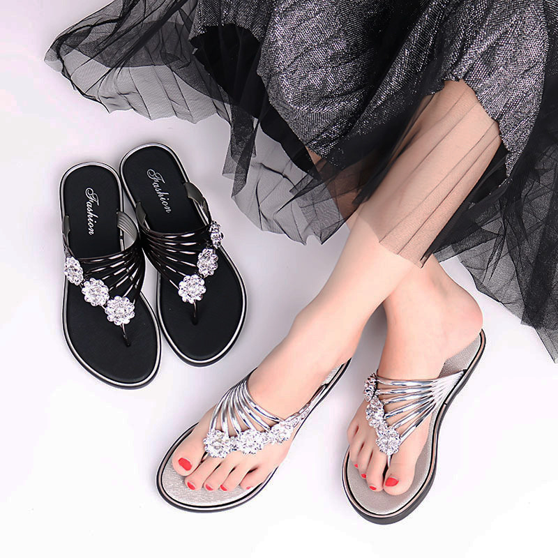 Women's slippers summer sandals flat bottom clip feet female shoes light casual flip-flops