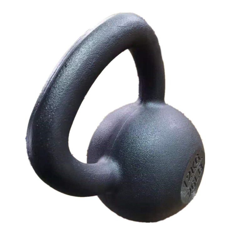 Wholesale Fitness 16 20 24 Kg Ergonomic Grip Custom Logo Single Black Color Powder Coated Cast Iron Kettlebell