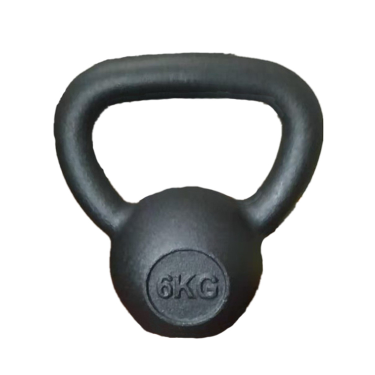 Wholesale Fitness 16 20 24 Kg Ergonomic Grip Custom Logo Single Black Color Powder Coated Cast Iron Kettlebell