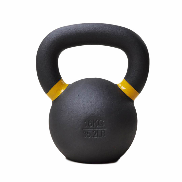 High quality 4kg -32kg 9LB-70LB custom Logo black Spray paint  cast iron kettlebell for gym fitness