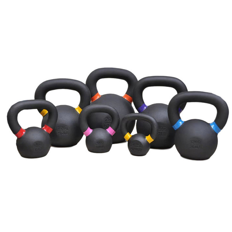 Factory outlet custom Logo 4kg -32kg 9LB-70LB  black Spray paint cast iron kettle bells for gym fitness kettlebells