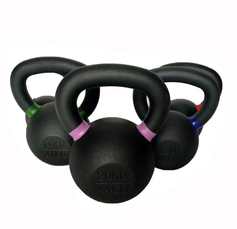 Factory outlet custom Logo 4kg -32kg 9LB-70LB  black Spray paint cast iron kettle bells for gym fitness kettlebells