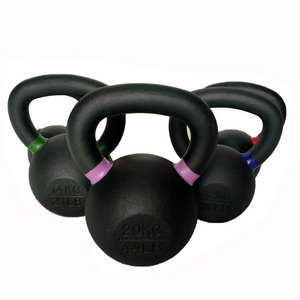 Factory outlet custom Logo 4kg -32kg 9LB-70LB  black Spray paint cast iron kettle bells for gym fitness kettlebells