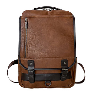 fashion hot selling leather backpack men business waterproof 15.6 inch laptop backpacks bag for men good  goods