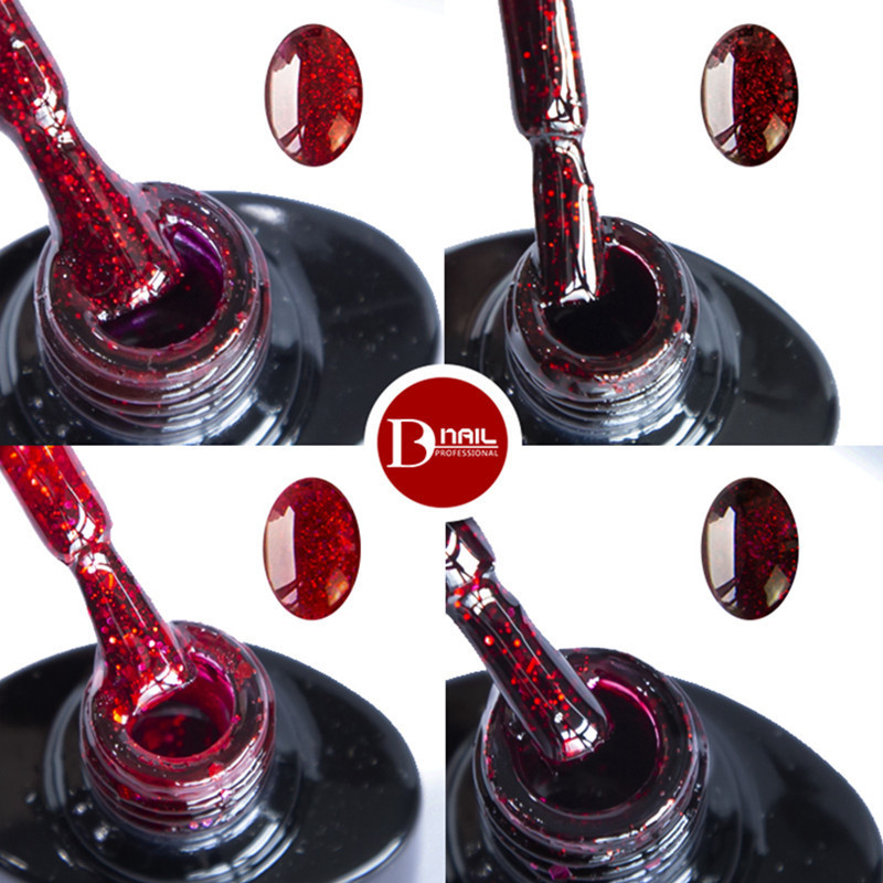 2023 New Fashion Red Glitter With Gold Foil Gel Nail Polish Nail Art Face Glue High Quality Nail Polish