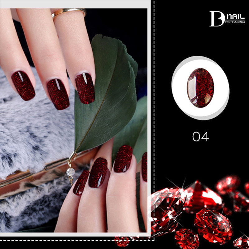 2023 New Fashion Red Glitter With Gold Foil Gel Nail Polish Nail Art Face Glue High Quality Nail Polish