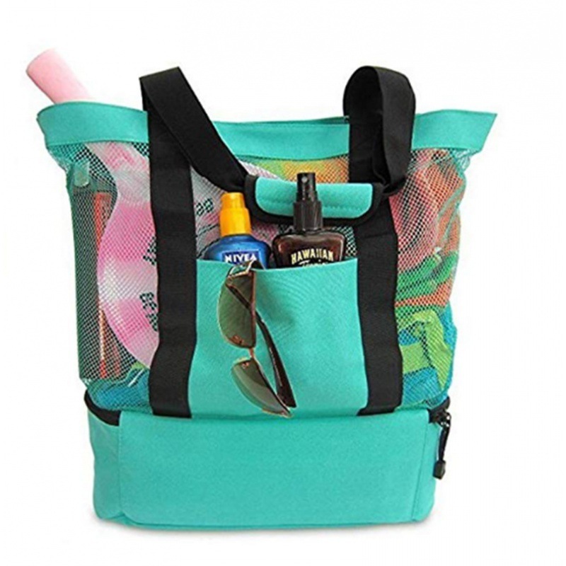 Popular Outdoor Travel Picnic Pack Beach Insulation Ice Pack Mesh Cloth Beach Bag Multifunctional Cooler Bag