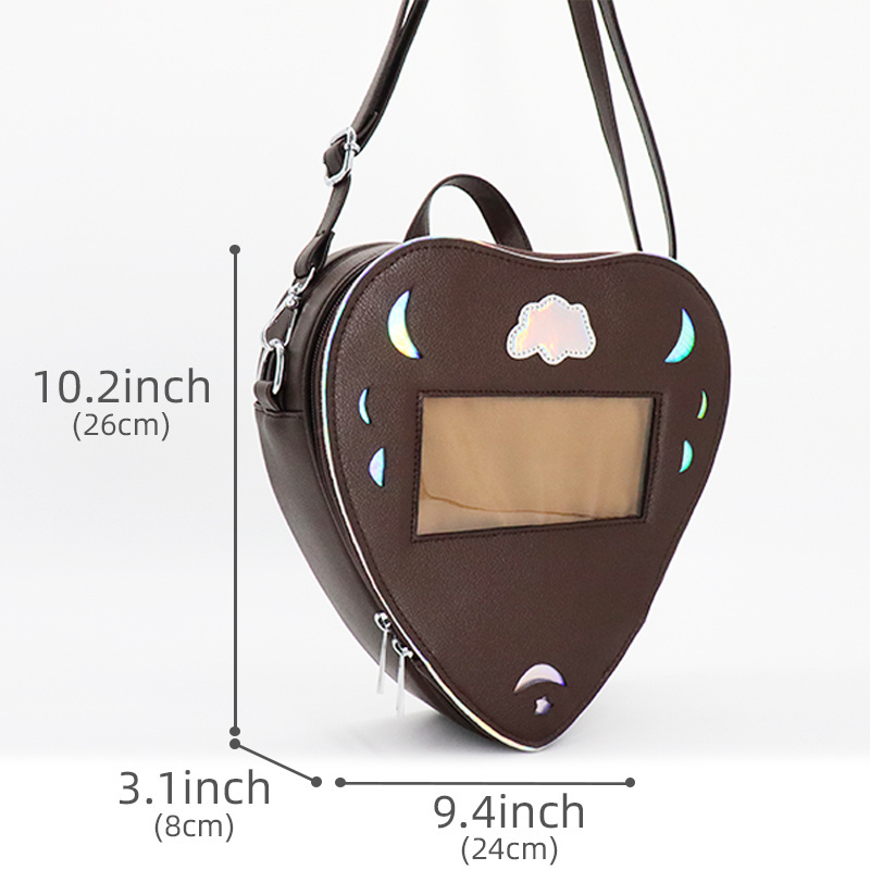 Smart Innovative Custom Heart Shaped PU Leather with LED Display Window Single Shoulder Hand Bag