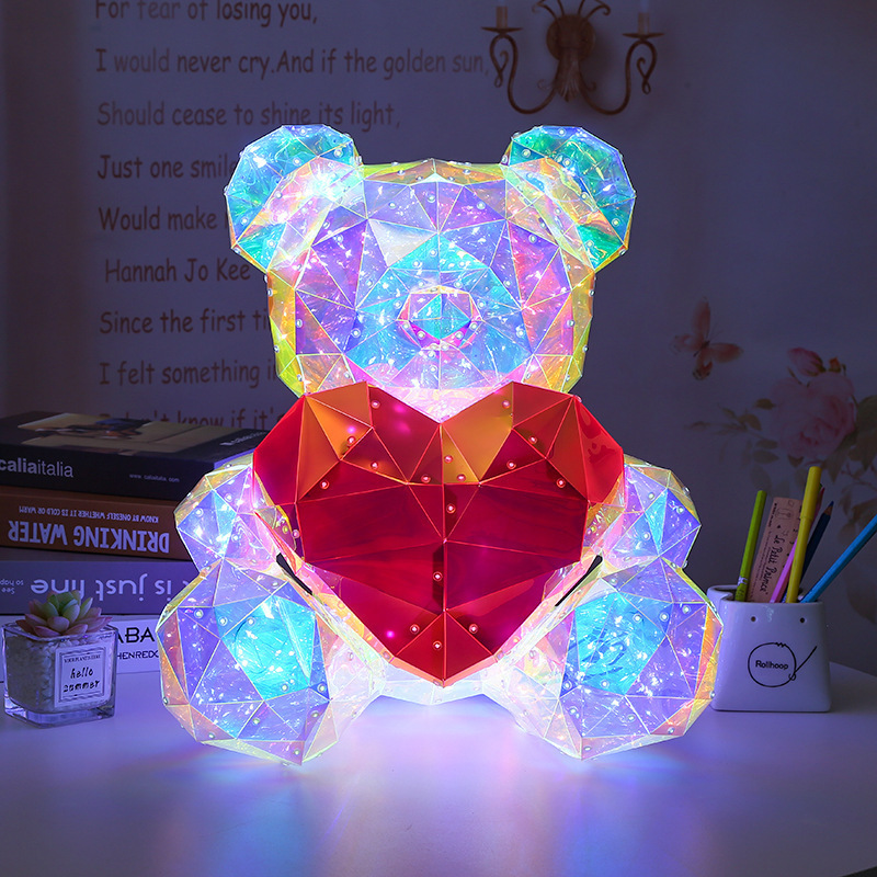 2023 Valentine's day Gift USB Colorful glowing teddy bear with heart 40cm for christmas birthday