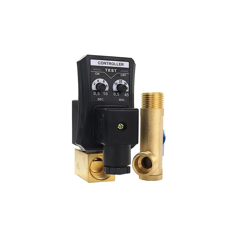 Air compressor air receiver dryer self drain valve electronic timing drainer exhaust electric switch solenoid valve AC220V brass