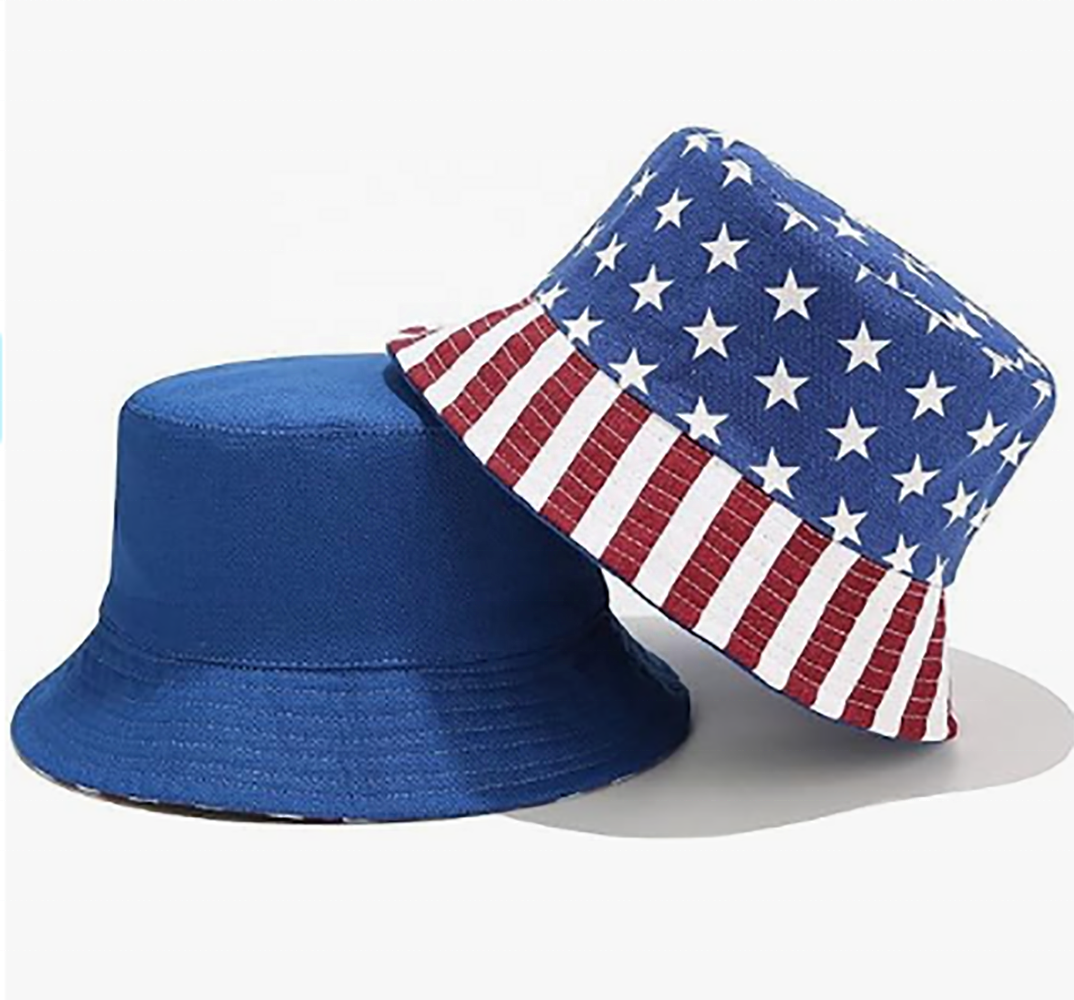 USA US American flag all over printed printing sun beach double sided farmer bucket chapeau gorras caps hats for men women