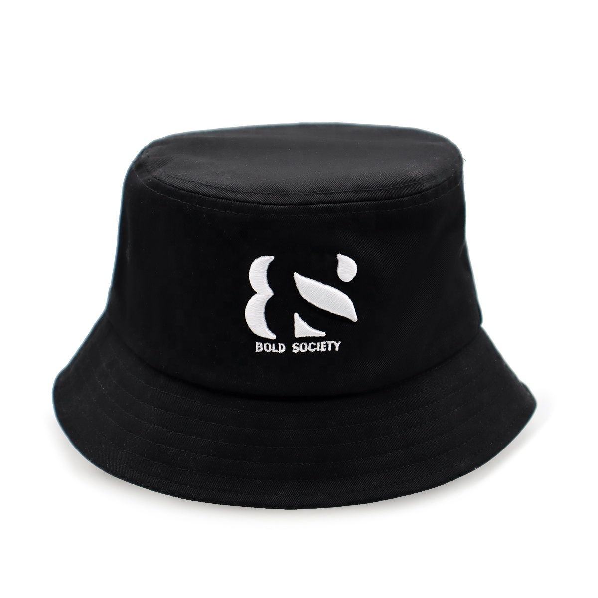 Unisex Customized 3D Embroidery 100% Cotton Twill basin Bucket Caps Hats with Shinny Satin Silk Lined Lining and Logo inside