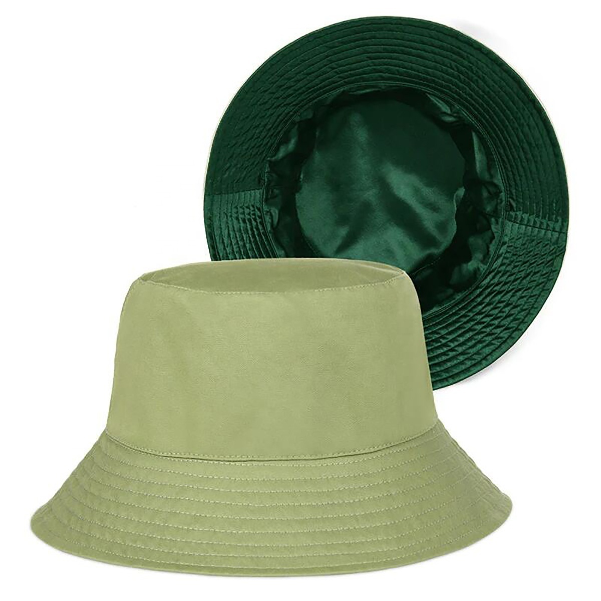 customized embroidery logo 3d raised  cotton/polyester shinny satin silk lined lining fishing bucket caps hats with satin inside