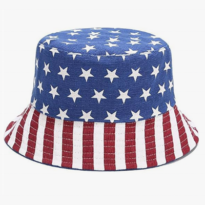 USA US American flag all over printed printing sun beach double sided farmer bucket chapeau gorras caps hats for men women