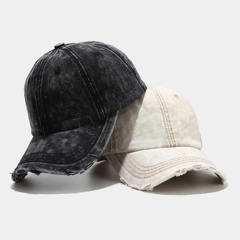 Wholesale Blank Worn Out Washed Style Gorras Sunhat  6 Panels Baseball Cap Distressed Faded Denim Dad Hat Jean Blue Trucker Hat