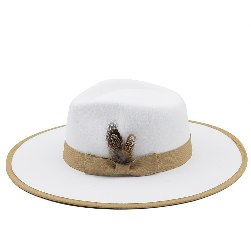 European and American fashion top hat with flat brim and brimmed jazz hat bands feather fedoras mexico fedora hats