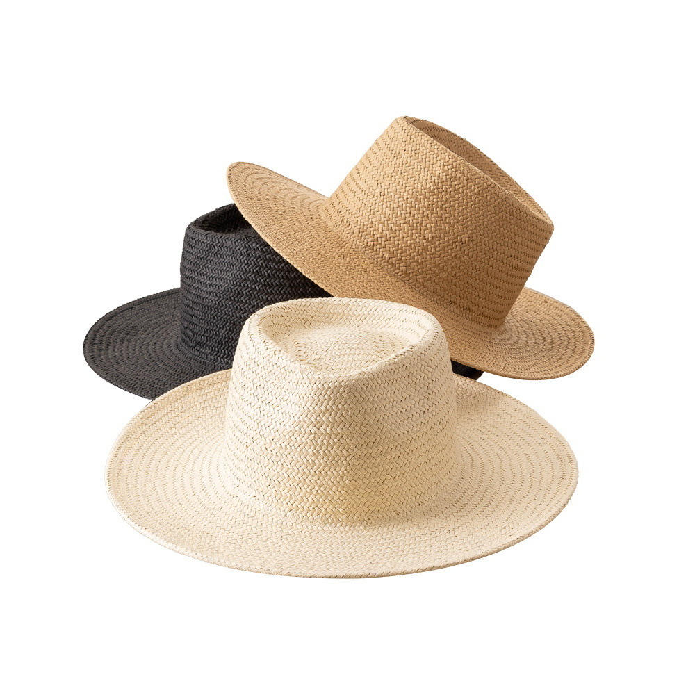 Custom Panama Shape Summer Fedora Sun Hat Blank Paper Straw Hats for Women Lady Outdoor Beach Daily Party Fashion Anti UV