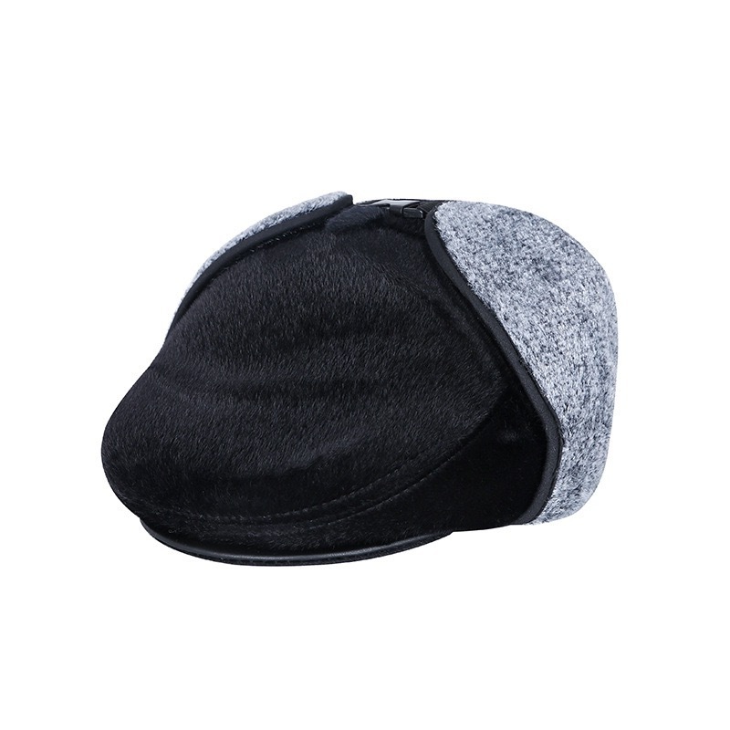 2022 Winter Hats Flat Cap Ivy Hat Men Beret Faux Wool Mink Fur  Earflaps Hat for Men Outdoor Daily Warm Dress