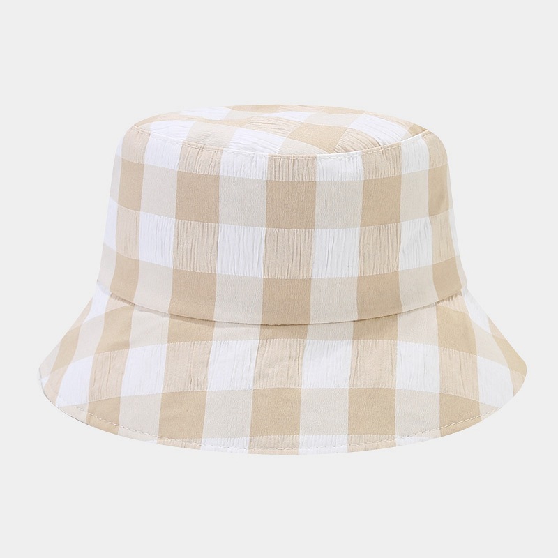 2023 New custom plaid quality plain bucket hat and caps in bulk women summer outdoor thin breathable travel sun hat bucket