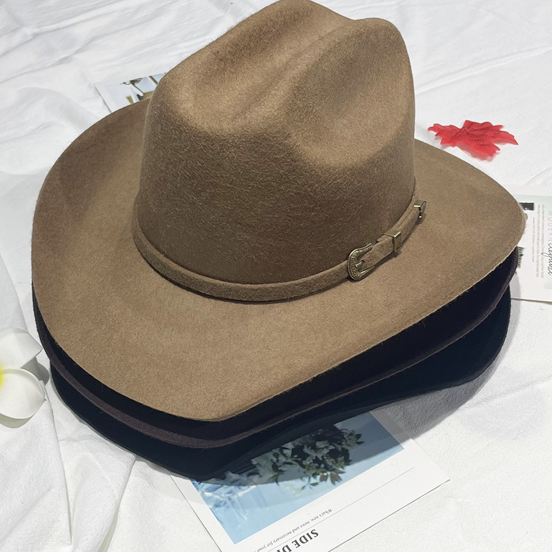 Fashion Indiana Jones Sombreros In Stock USA Texas Wool Felt Hat Wholesale Unisex Cowboy Western Hat