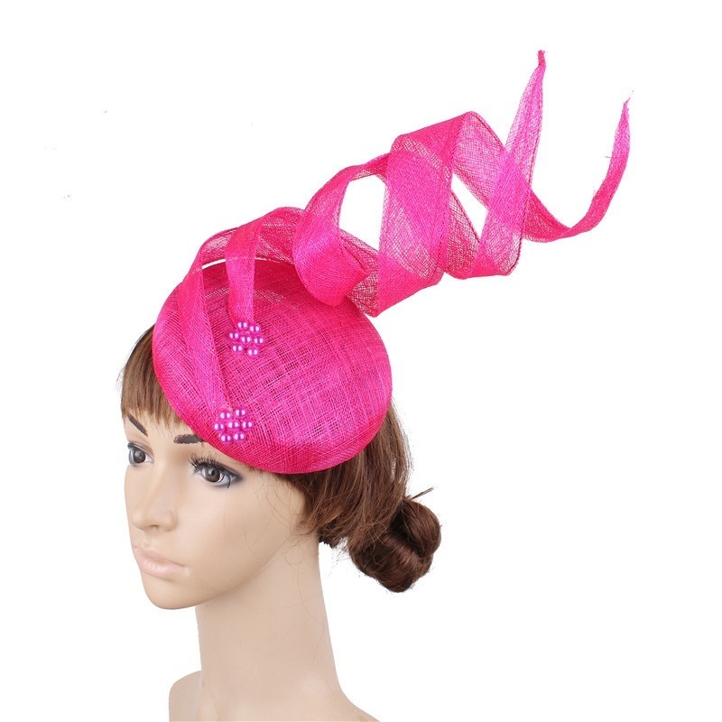 Four layers hemp yarn noble headdress new fashion church hat European style hair accessories hairpin fascinator hats for ladies