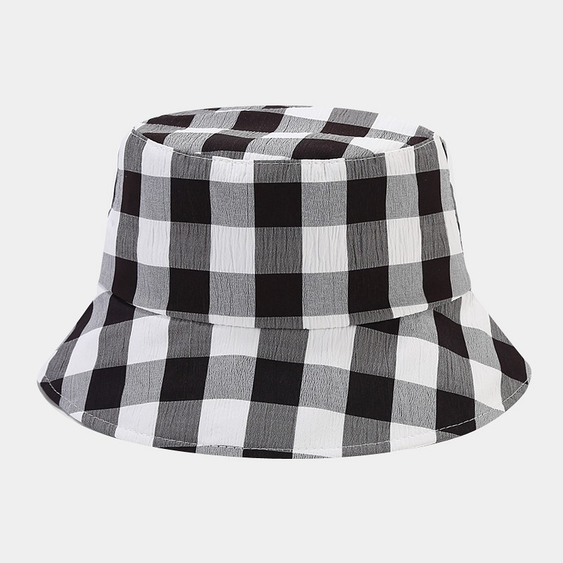 2023 New custom plaid quality plain bucket hat and caps in bulk women summer outdoor thin breathable travel sun hat bucket