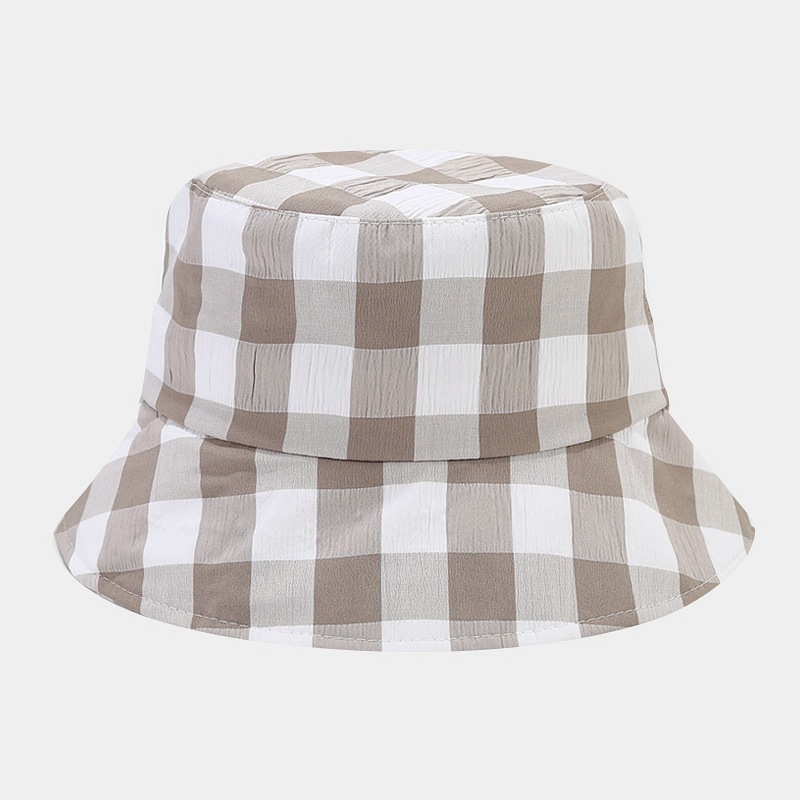 2023 New custom plaid quality plain bucket hat and caps in bulk women summer outdoor thin breathable travel sun hat bucket