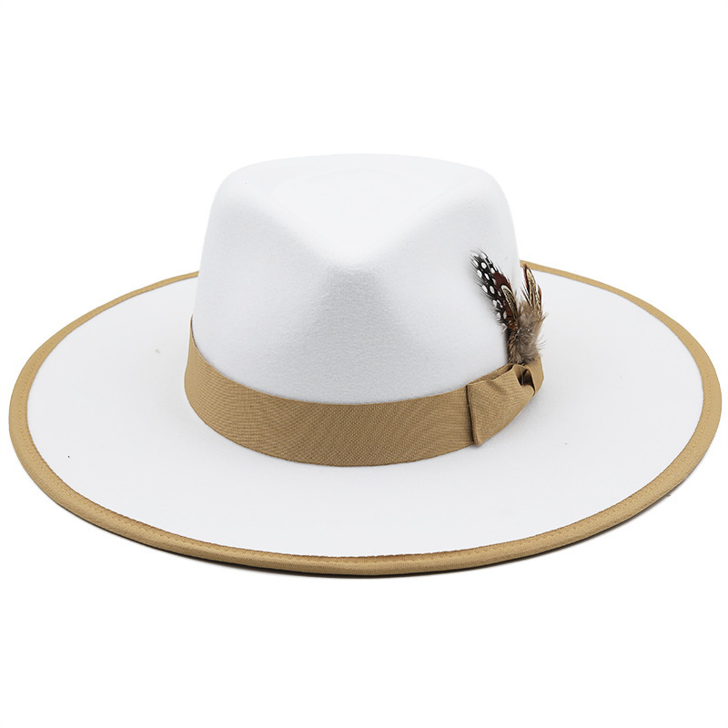 European and American fashion top hat with flat brim and brimmed jazz hat bands feather fedoras mexico fedora hats