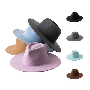 2022 Fall Winter New Trendy Colour Fashion Women Fadora Hat Sombreros High Quality 100% Wool Felt Hat Lady Wide Brim Fedora Hats