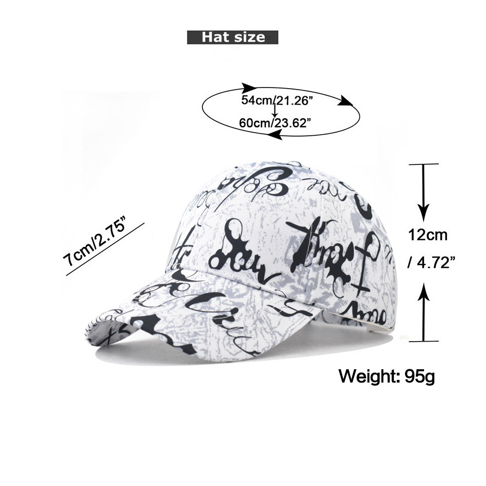 Letter printed waterproof sports caps outdoor sun hat personality print graffiti baseball cap for men