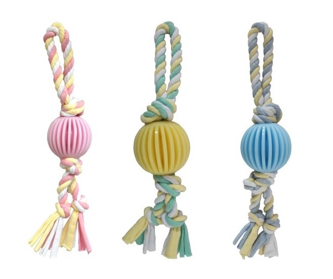 Thinkerpet Custom TPR Dog Treat Ball with Rope Dog Chew Toy for Pet