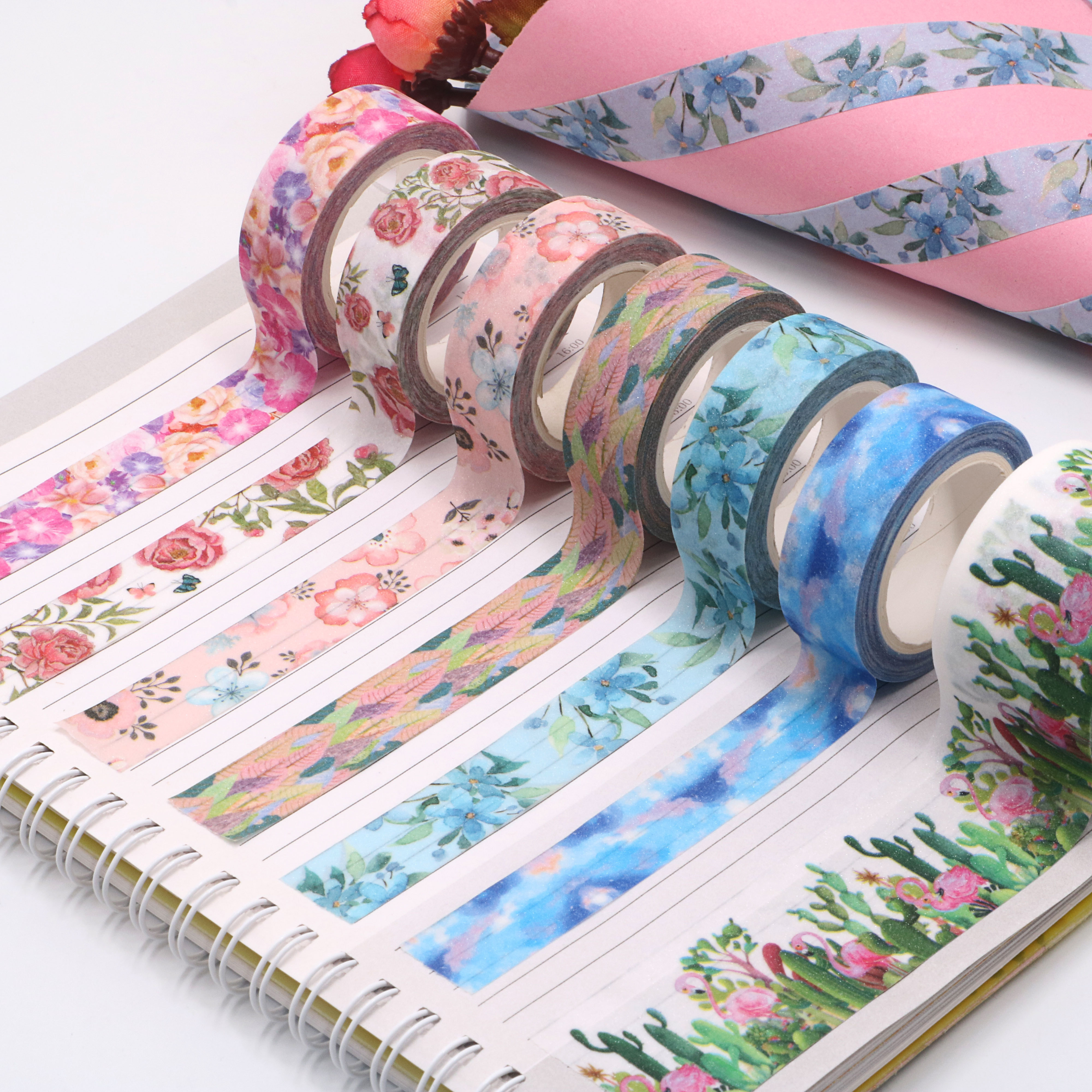 Custom Various Patterns Stationery Kraft Washi Paper Cartoon Tape