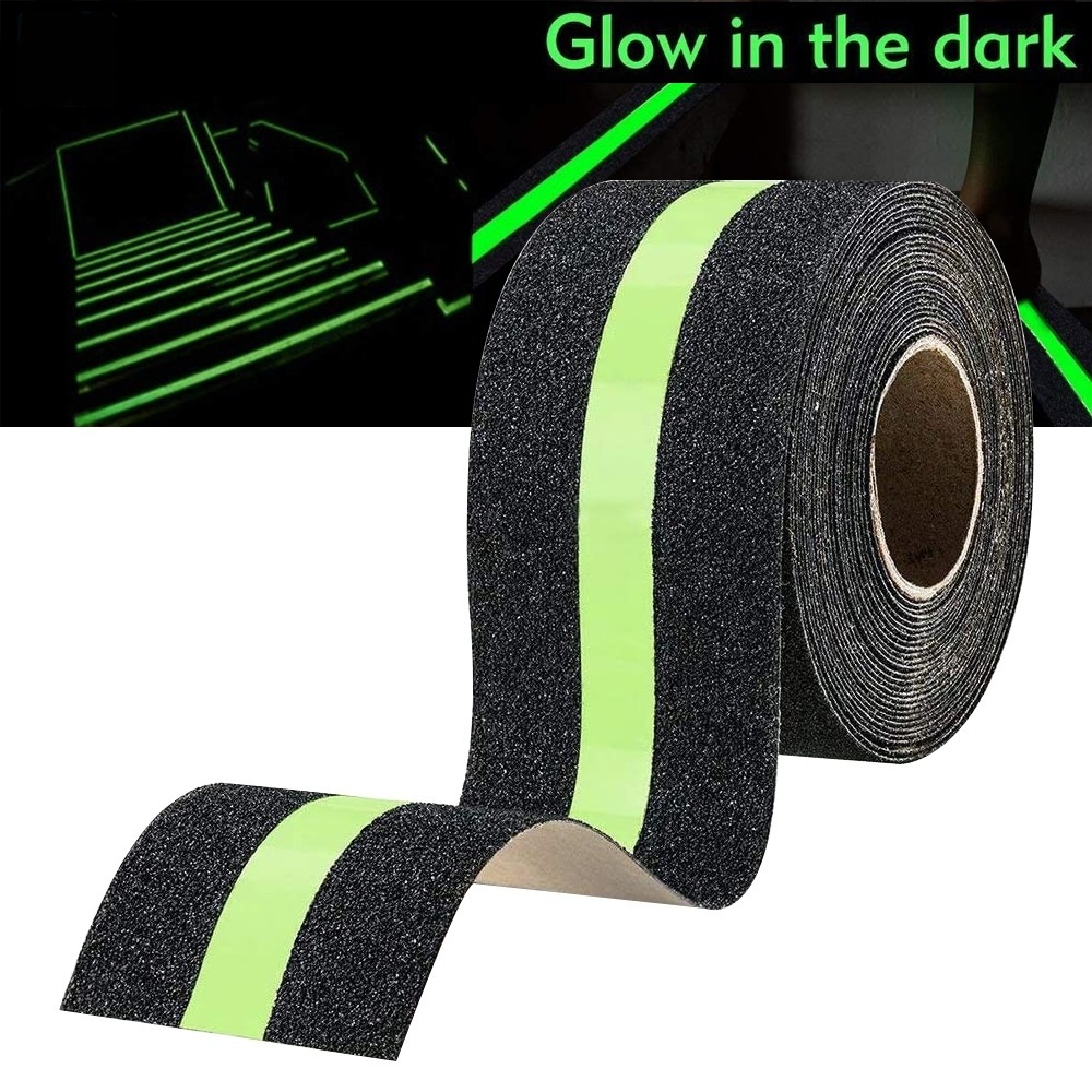 Luminous Yellow/Black Stripe Glow Black Elastic Self Adhesive Peva Safety Walk Stair Anti Non Slip Grip Tape